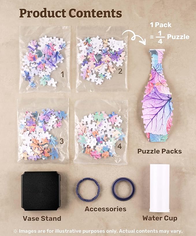 Pintoo 3D Puzzle Vase Unique Flower Vase Made by 160 Curved Plastic Puzzle Pieces House Warming Gift for Flower Arrangements and Home Decoration - [S1031] (Classic, Elegant Floral Print)