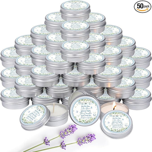 MTLEE 50 Pcs Greenery Baby Shower Scented Candles for Boy Gift Travel Tin Candle Aromatherapy Candle Favors for Winter Baby Shower Favors Wedding Gifts, Compound Scent Essential Oil