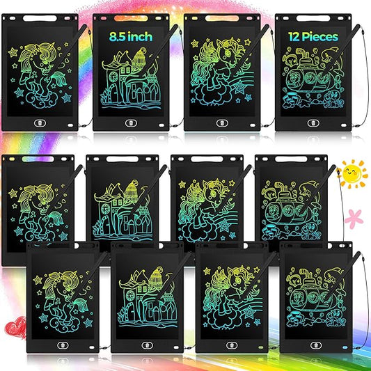 Tinlade 12 Pack LCD Writing Drawing Tablets 8.5 Inch Bulk Colorful Doodle Board Erasable Electronic Painting Drawing Pads Learning Toy Gifts for Kids Christmas School(Black)