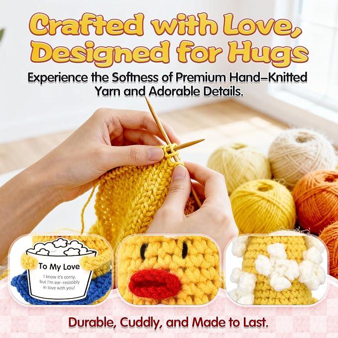 to My Love Handmade Crochet Corn Plushie Gift - Unique Soft Stuffed Toy for Him Her, Couples Anniversary Birthday Valentine's Day Present, Cute Desk Decor Keepsake