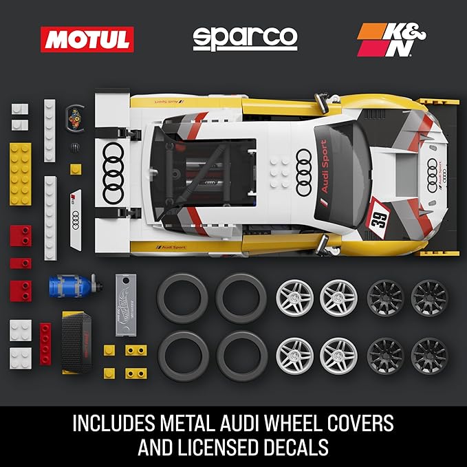 Hot Wheels Elite Series Building Set, ’15 Audi R8 LMS with 820 Pieces, Realistic Details and Custom Decals, Adult Collectors and Kids Ages 10+