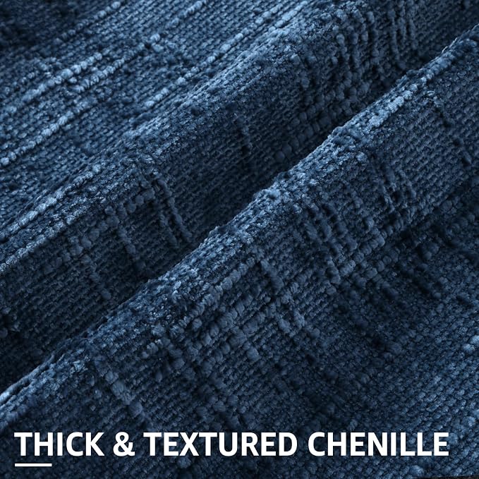decorUhome Textured Chenille Throw Pillow Covers 18x18 Set of 2 Navy Blue | Fall Modern Farmhouse Soft Cozy Slubby Couch Pillow Cases Boho Decorative Pillow Cases for Bed Sofa Living Room Home Decor