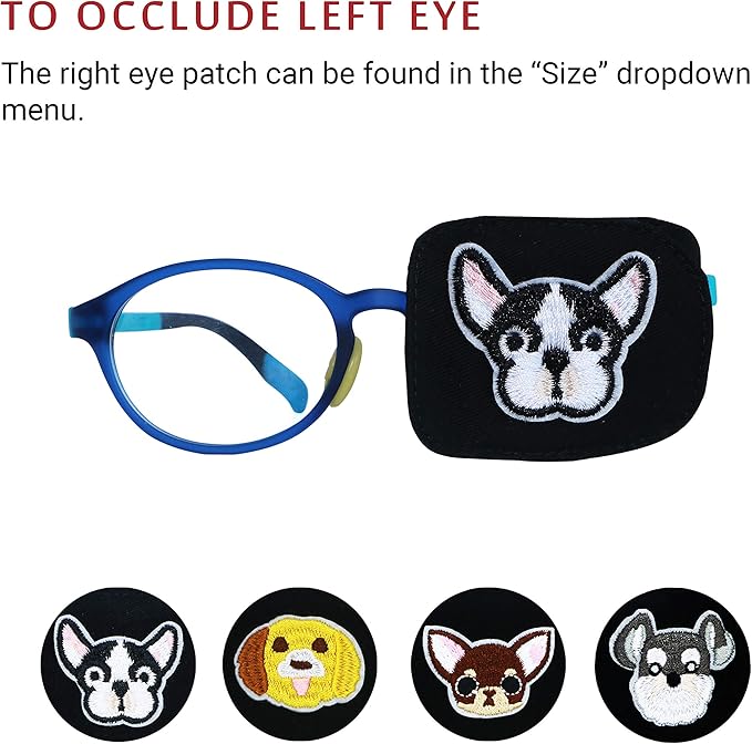 Astropic Cotton & Silk Eye Patch for Kids Glasses (Left Eye, Bulldog)