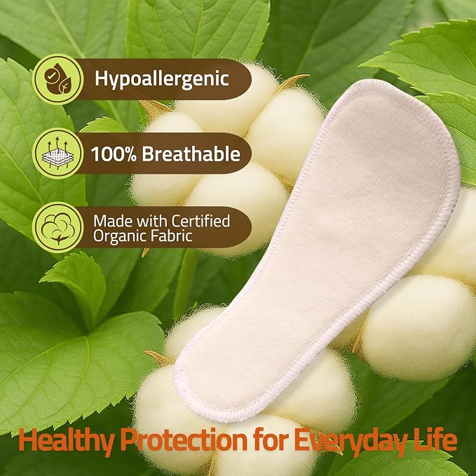 Wingless Camel Toe Panty Liners with Adhesive Sticker (Small, 7-Pack) – 2-in-1 Reusable Camel Toe Guard & High-Temp Washable Cloth Liners – 100% Breathable Organic Cotton, Stay-Put – Made in EU