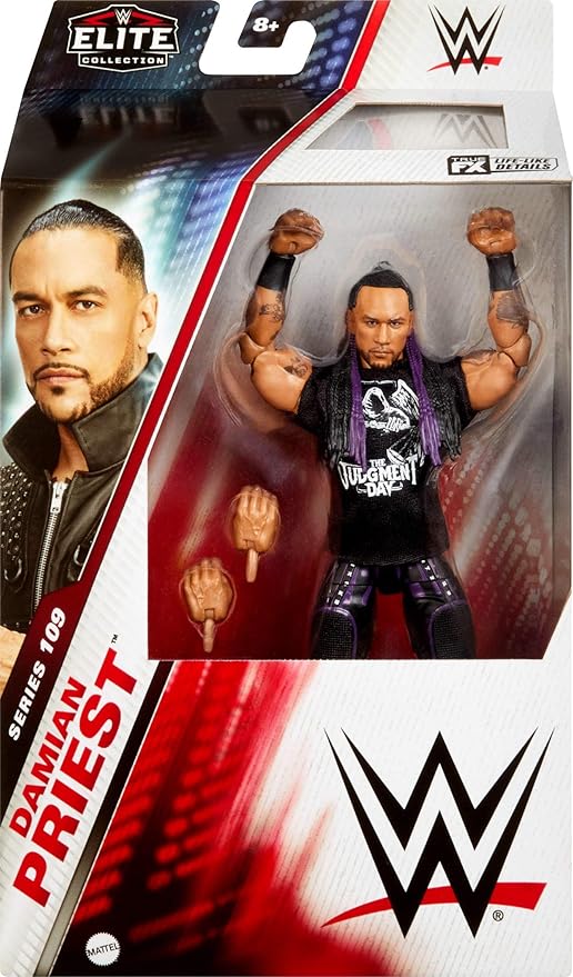 Mattel WWE Elite Action Figure & Accessories, Series #109 Damian Priest 6-inch Collectible with 25 Articulation Points & Swappable Hands