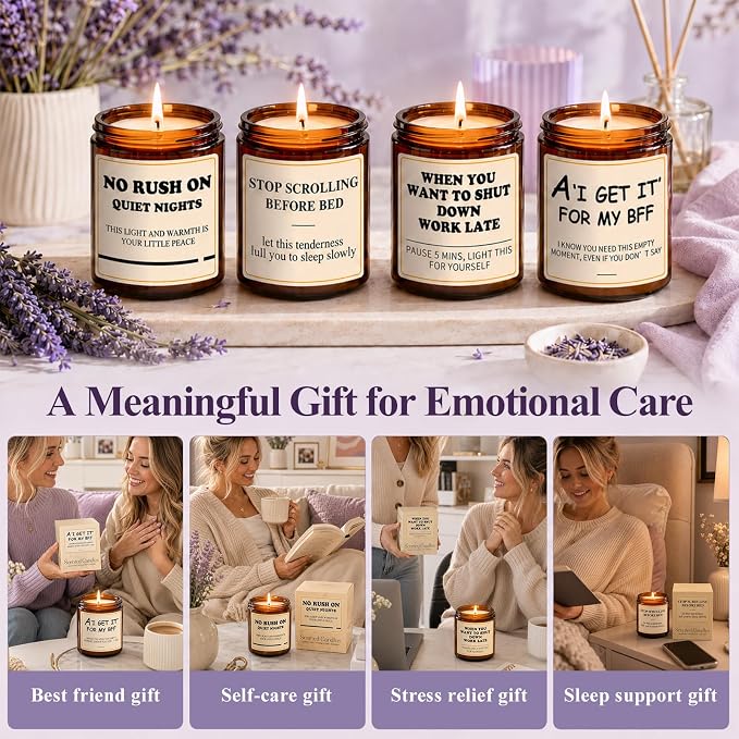 Lavender Candle for Relaxation - Aromatherapy Candles for Stress Relief & Sleep - 7oz Soy Candles for Home Scented, Calming Candles Gifts for Women Soothing Relaxing - Stop Scrolling Before Bed