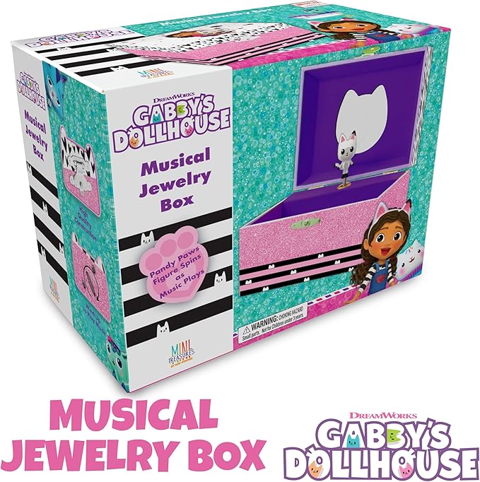 Gabby's Dollhouse Jewelry Box for Girls - Musical Jewelry Box with Spinning Figurine, Gabby's Dollhouse Toys for Kids Ages 3-5 - Plays Gabby's Dollhouse Theme Song - 6 x 4.7 x 3.5 in