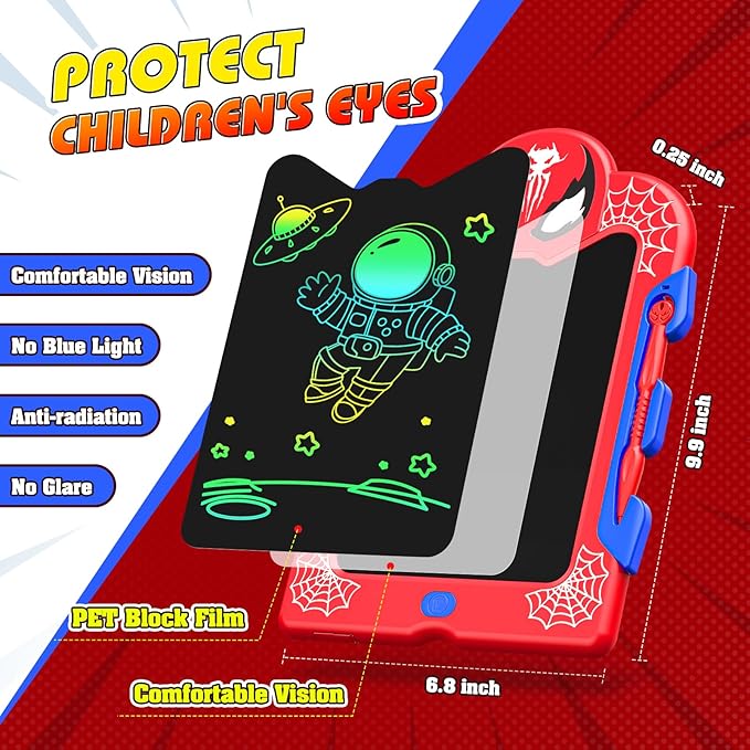LCD Writing Tablet for Kids: Spidolapse Colorful Doodle Board & Drawing Pad Travel Toys for 3 4 5 6 7 8 Year Old Boys Girls Toddler Christmas Birthday Gifts for Kid Age 4-6 Road Trip Activities