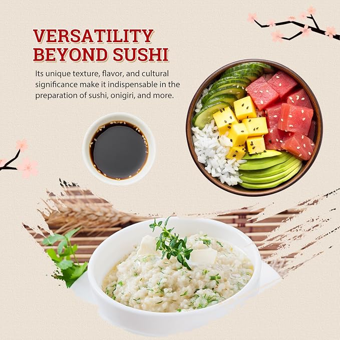 52USA Sushi Rice 2 Pound (Pack of 3), Premium Short Grain Rice 96 Ounce (2721g), Gluten-Free, Vegan, White Sticky Rice for Sushi and Japanese Food