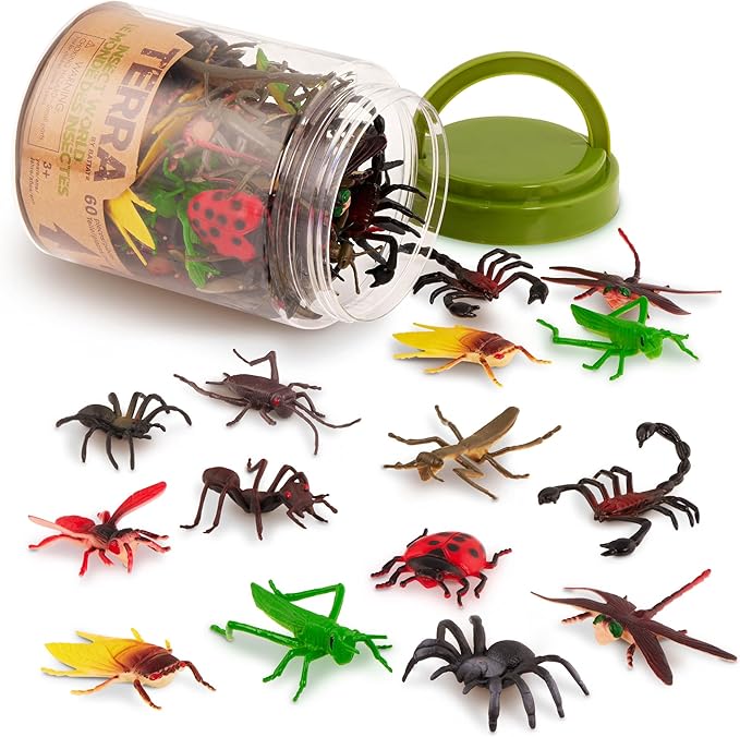 Terra by Battat – 60pcs Insects & Bugs Toy Tube – Mini Plastic Creepy Crawly Animal Figurines for Kids – Realistic Ants, Scorpions, Beetles, Dragonflies – Educational Playset for Toddlers Ages 3+