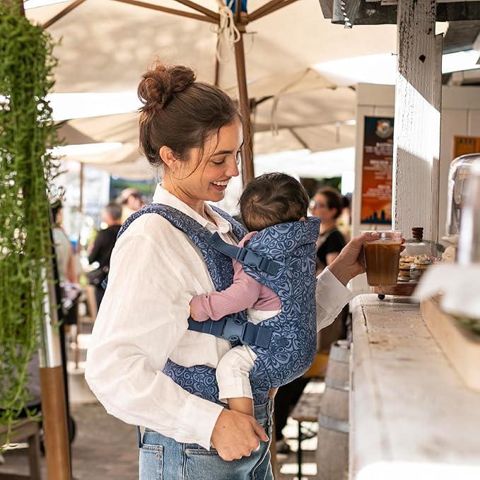 Infantino Flip 4-in-1 Convertible Baby Carrier, Adjustable, Ergonomic Hands Free Babywearing, Registry Essential, Carrier for Newborn to Toddler, Floral Navy