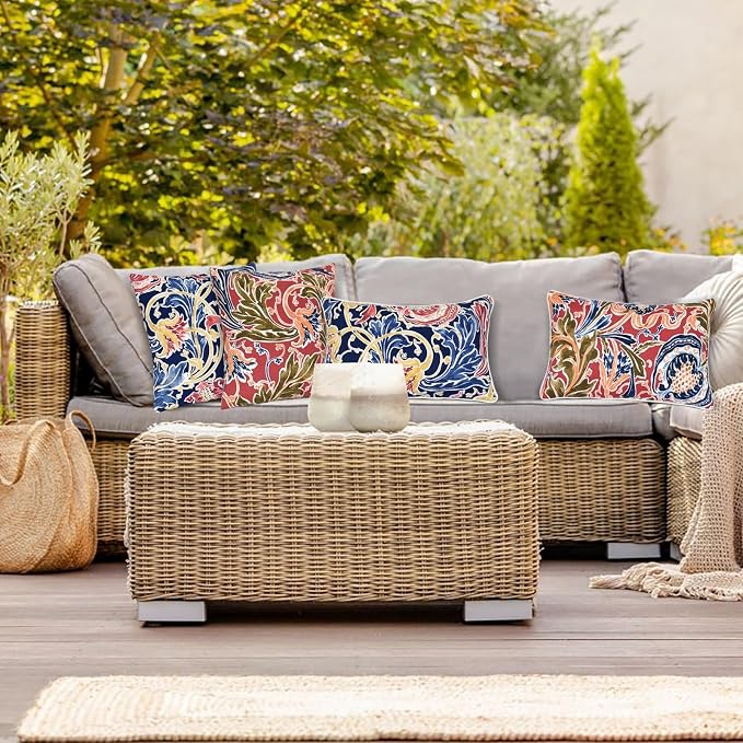JMGBird Outdoor Pillowcases Waterproof Outdoor Pillows Covers | 18x18 Outdoor Throw Pillow Covers 2 Color Combinations Outdoor Patio Pillows for couch