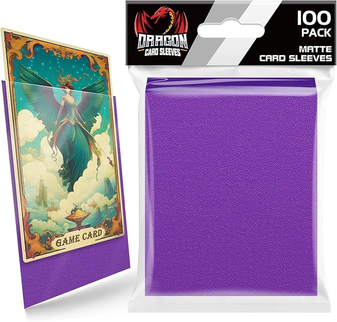 Homthy 100 Count Matte Card Sleeves for Trading Cards, Standard Size Protective Sleeves Deck Card Protectors Fit for Baseball Cards, Sports Cards, MTG, Yugioh Card Game Card Standard Cards (Purple)