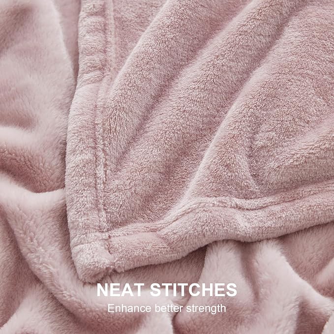 Hansleep Full Pink Fleece Blanket, Soft Flannel Bed Blanket | Fuzzy Cozy Blanket 84x90 Inches, Multi-use for Bed, Sofa, Couch, Travel, Camping, All Season Warm Lightweight Cover