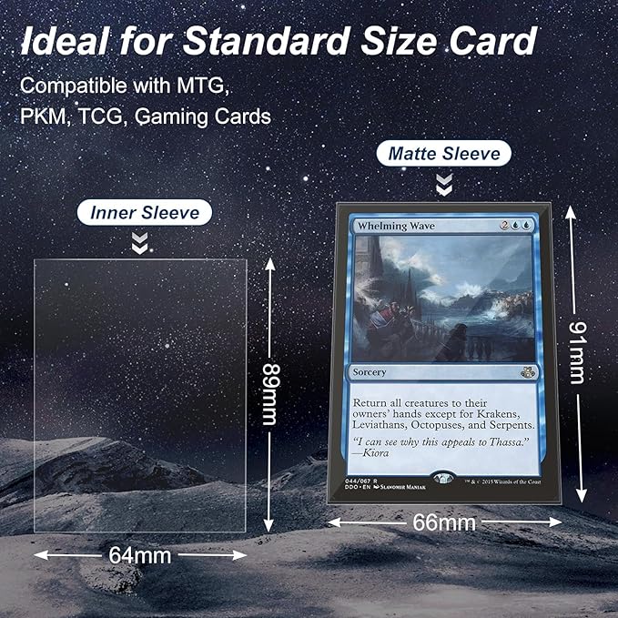 100 Pack Card Sleeves, Perfect Fit Inner Sleeves Ideal for Double-Sleeving, Trading Card Sleeve Compatible with MTG, TCG, Gaming Cards
