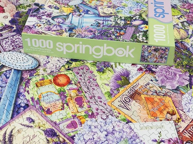Springbok Purple Passion 1000 Piece Jigsaw Puzzle for Adults - Floral Collage - Unique Cut Pieces - Made in USA