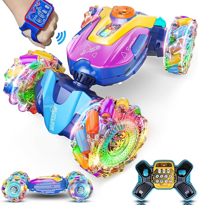 maxkes Gesture Sensing RC Stunt Car - Boys Toys Age 6-8-12, 4WD Hand Controlled Remote Control Twist Car with Light & Music, Cool Birthday Presents and Ideas Gifts for Kids Age 7 9 10 11 12 Years Old