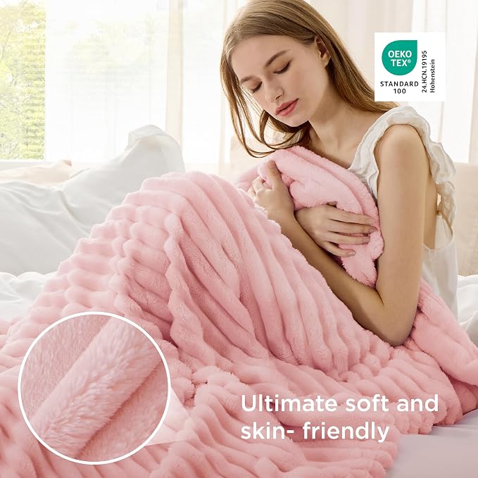 Bedsure Soft Twin XL Blanket for Bed Dorm Coral Pink 66"x90" | Birthday Gifts for Women Mom Her, Warm Lightweight Cozy Fluffy Throw Blanket Sofa, Dorm Room Home Decor, Machine Washable