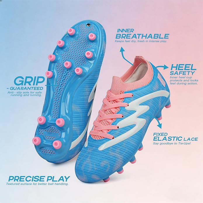 brooman Kids Firm Ground Soccer Cleats Boys Girls Football Shoes with Shin Guards and Soccer Socks