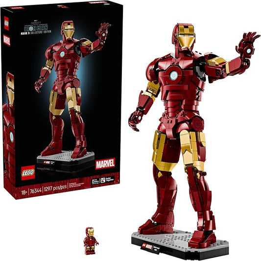 LEGO Marvel Iron Man Mark 3 Collectors’ Edition Building Set - Poseable Super Hero Construction Kit W/Mark 3 Minifigure for Adults, Ages 18+ - Collectible Gift Idea for Birthdays - 76344
