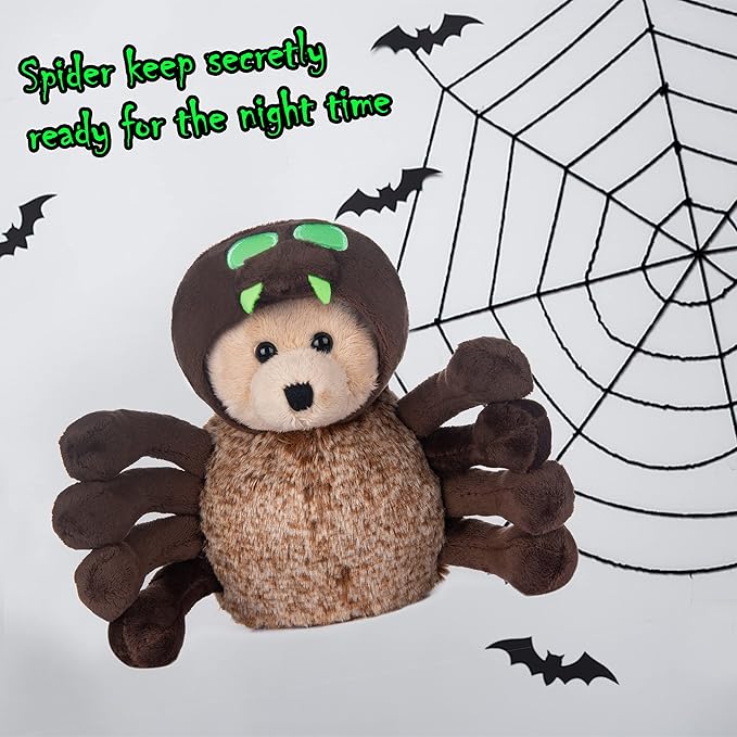My OLi 9" Glow in The Dark Plush Toy Spider & Skeleton Stuffed Animal with Flip-Top Hat Cute Teddy Bear for Kids Babies & Toddlers
