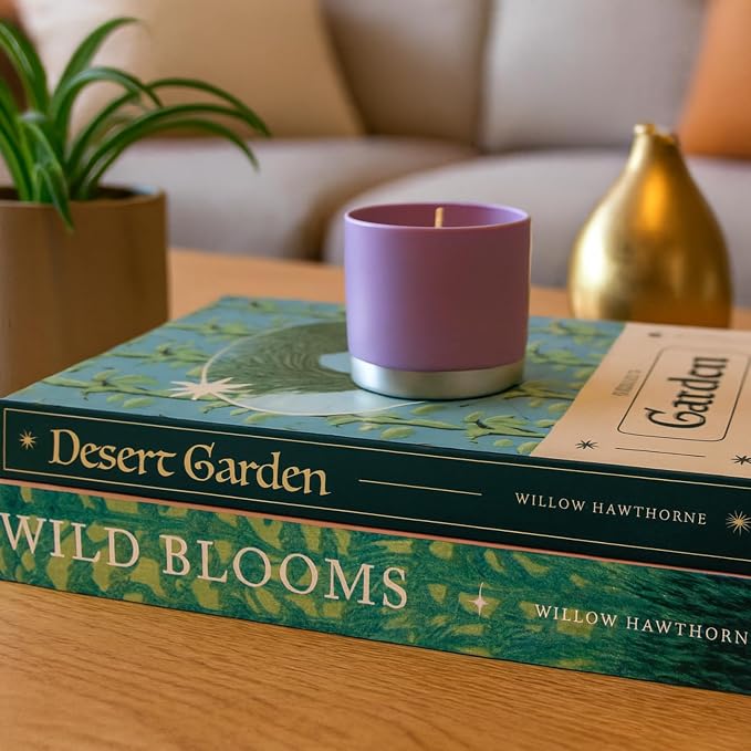 Decorative Storage Books Set of 2 – Botanical Book Box Set with Hidden Storage & Magnetic Lid – Elegant Coffee Table Decor, Modern Botanical Bookshelf Styling