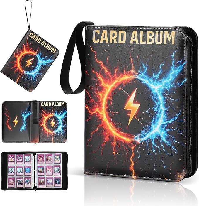 Trading Card Binder, 9-Pocket, Holds 1080 Cards, 120 Pages Side-Loading Card Album, PU Leather, Acid-Free Archival Sleeves, Durable Organizer for MTG, TCG & Sports Cards, Gift for Kids, Boys and Girls