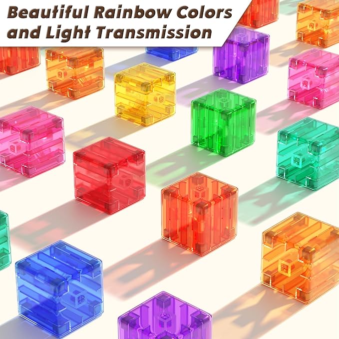 45PCS Magnetic Blocks - Transparent Magnet Cubes, Toddler Building Blocks, Sensory Autism Gifts for Kids Ages 3+, Preschool Travel Toys for 3-5 Year Old Boys and Girls
