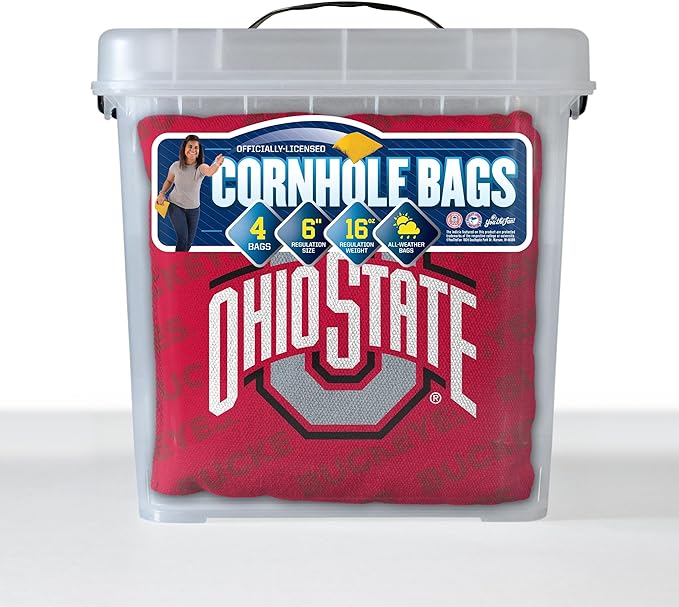 YouTheFan Officially-Licensed NCAA Set of 4 Cornhole Bags - All Weather Regulation 6” x 6” Size - 16oz Weight - Designed in USA