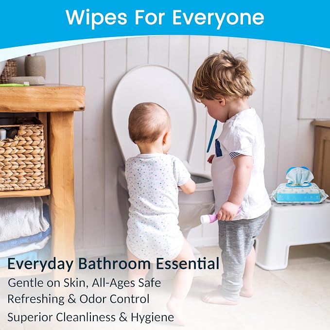 WONDERFUL Flushable Butt Wipes, Unscented 100% Plant-Based Wet Wipes for Adults & Kids, Sewer & Septic Safe, Gentle on Sensitive Skin, Wipes Flushable Pack for Bathroom & Travel, 1-Pack (60 Count)
