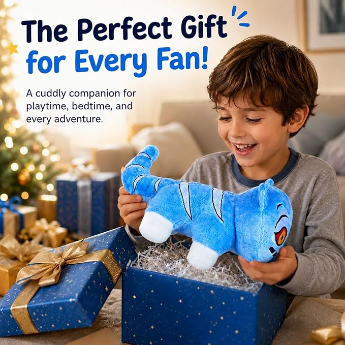 Blue Tiger Plush Toy, Soft Tiger Home Decor Animals Pillow, Ideal Gift for Kids and Adults