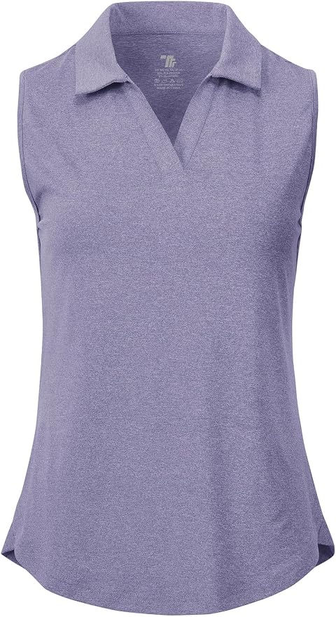 BGOWATU Women's Sleeveless Golf Polo Shirts Collared V Neck Tennis Tank Tops UPF 50+ Quick Dry Lightweight
