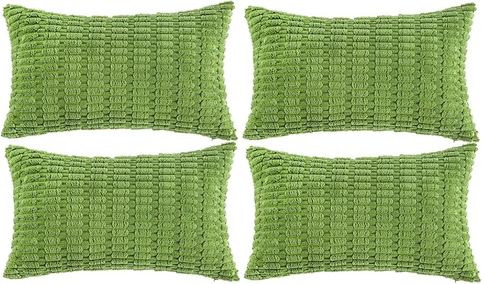 Fancy Homi 4 Packs Decorative Throw Pillow Covers for Living Room Couch Bed, Modern Farmhouse Boho Home Décor Accent Cushion Case, 20" x 12", Lime Green