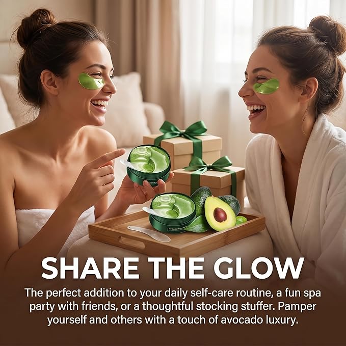 Avocado Eye Mask 60 PCS, Under Eye Patches for Dark Circles and Puffiness, Moisturizing Nourishing Eye Treatment Mask, Improving Eye Skin Dryness, Fine Lines and Wrinkles, Parches para Ojeras
