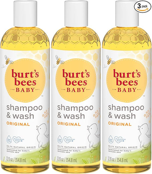 Burt's Bees Baby Shampoo & Wash, Tear Free Soap, Baby Care, Original,12 Ounce (Pack of 3)