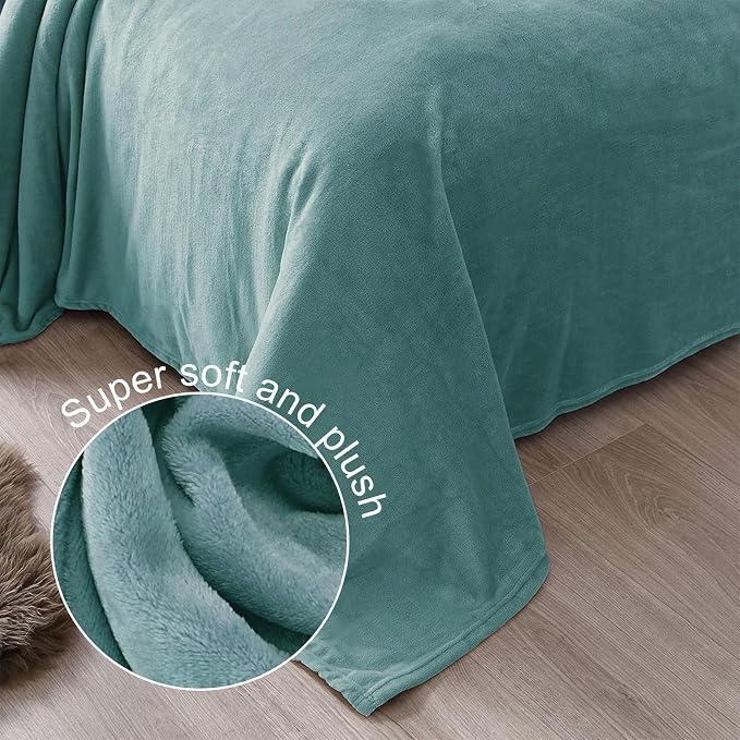 Exclusivo Mezcla Soft Large Fleece Throw Blanket for Couch, Celadon | 50x70 Inches, Double-Sided Brushed Flannel, Lightweight Plush Cozy Blanket for Home Decor, All Season, Machine Washable