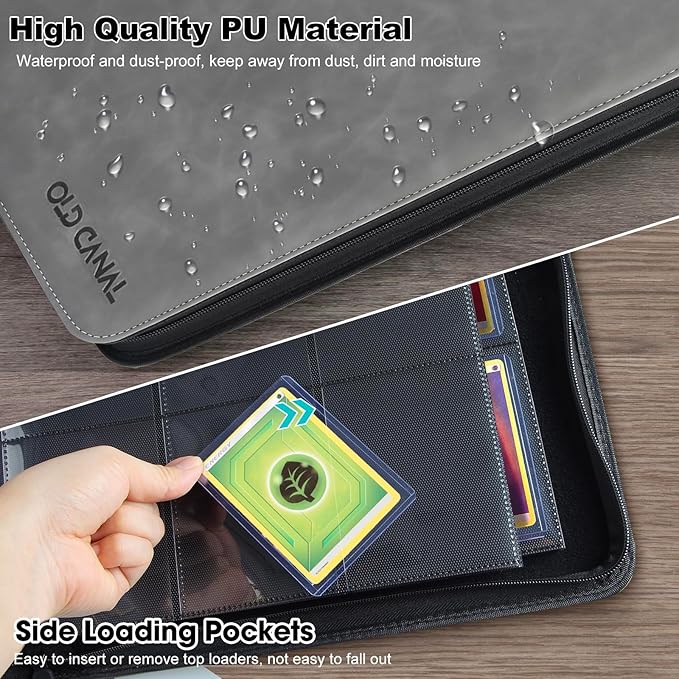 Top Loader Binder, 9 Pockets Card Binder Holds 252 Top Loaders, Premium Trading Card Collection Holder, Top Loader Storage Album for TCG, Sports Cards, Gray (FOR TOP LOADERS ONLY)