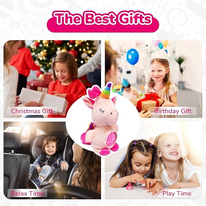 Unicorn Stuffed Animal, Stuffed Animals, Unicorn Toys for Girls Age 4-6, Plush Toys with Squishy Ball in Her Tummy, Christmas Birthday Gifts for Baby, Toddler, Kids