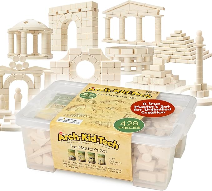 Taksa Toys Arch•Kid•Tech® The Master's Set– Architectural Building Blocks Set for Learning History and Ancient Building Techniques