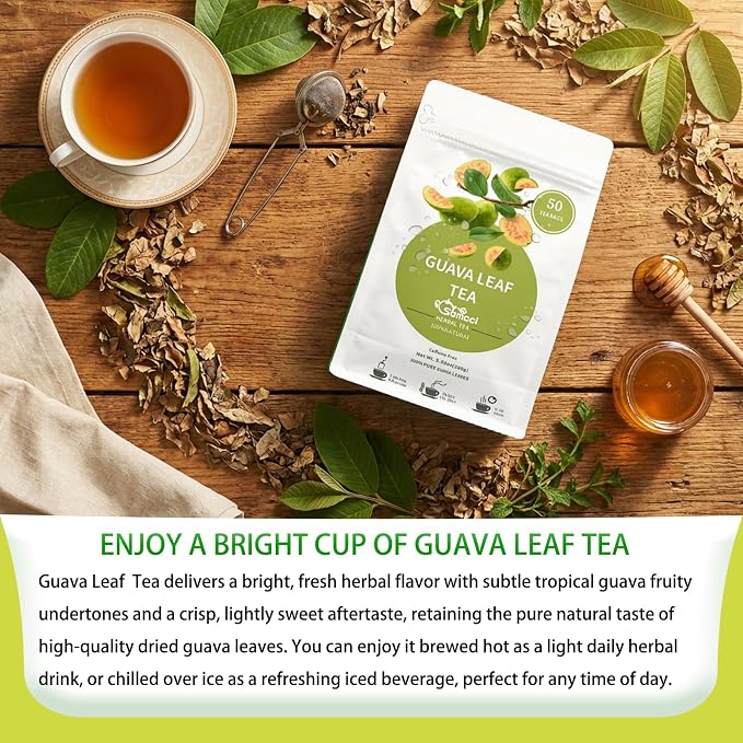 Samcci - Guava Leaves Tea Bags, 50 Teabags - Hojas De Guayaba, Premium Guava Leaf Tea - Immune Support - Digestion & Relaxation - Non-GMO - Caffeine-free