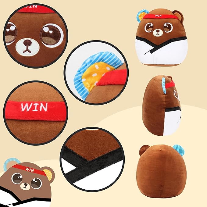 Easfan 12'' Taekwondo Bear Plush Pillow Soft Brown Plush Toy Cute Stuffed Animal Gifts for Boy Kids Toddlers