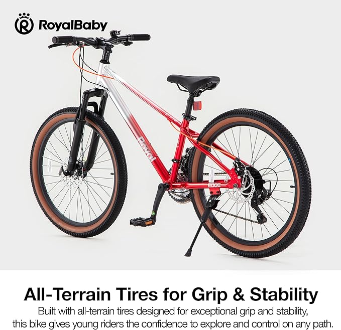 RoyalBaby Kids Mountain Bike for Boys and Girls, Ultra-Light Aluminum 20-26 Inch Wheel Bicycle for 6-14 Years Old Children, 7/21-Speeds Drivetrain