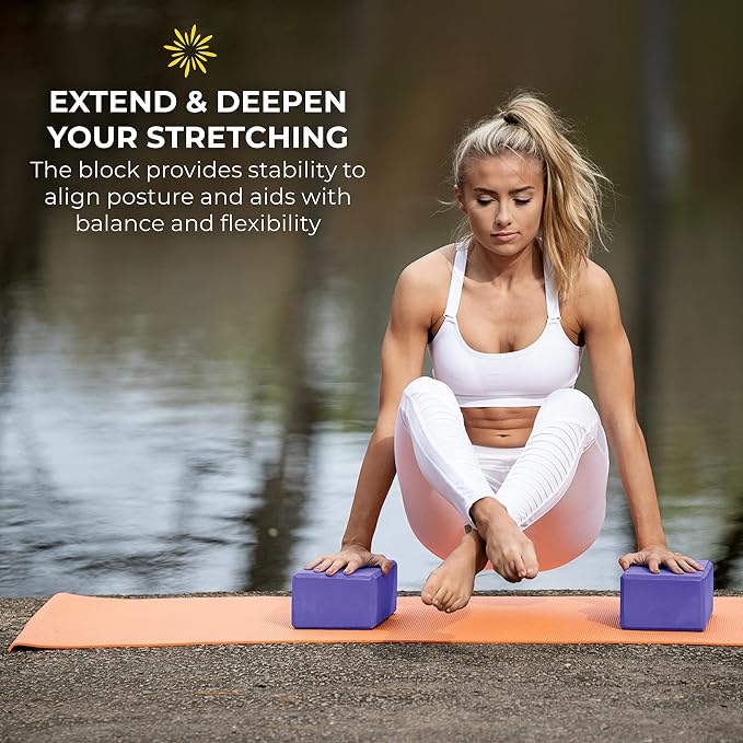 4" Yoga Block, 10 Pack Bulk EVA Foam Yoga Blocks, Firm and Supportive Yoga Brick, Balance Foam for Stretching, Pilates, and Workout, 4" x 6" x 9"
