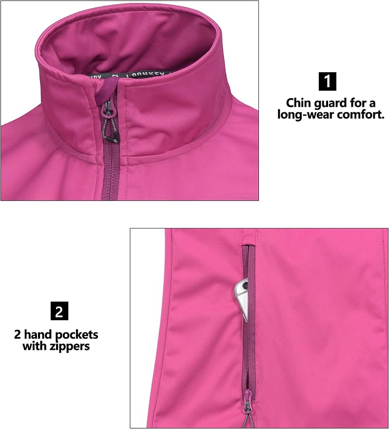 Little Donkey Andy Women's Lightweight Softshell Vest, Windproof Sleeveless Jacket for Running Hiking Travel