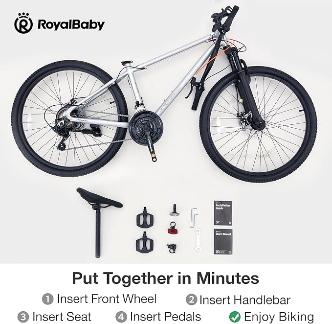 RoyalBaby Kids Mountain Bike for Boys and Girls, Ultra-Light Aluminum 20-26 Inch Wheel Bicycle for 6-14 Years Old Children, 7/21-Speeds Drivetrain