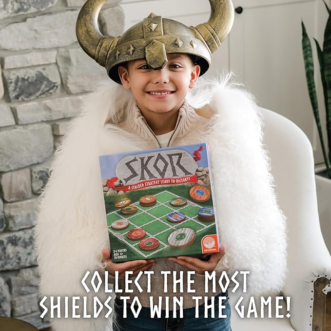 MindWare Skor: A Stacking Strategy Board Game for Kids Ages 6 & Up - Family-Friendly, Color-Matching, Shield-Collecting Games for Families & Classrooms - 2 to 4 Players, 30-Min Playtime