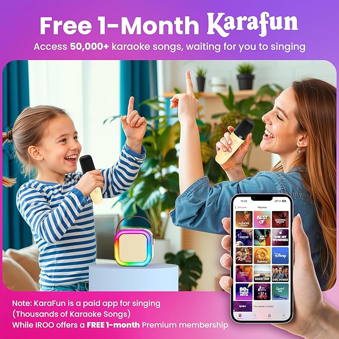 Karaoke Machine for Kids, 2026 TOP Toys Birthday Gifts Ideas for Girls Ages 4, 5, 6, 7, 8, 9, 10, 12+ Years Old, Portable Mini MP3 Player with 2 Wireless Mics for Party