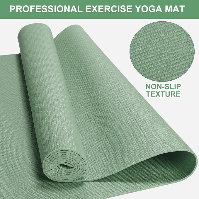 3 mm Thin Yoga Mats Bulk, Lightweight PVC Exercise Mats Non Slip Workout Fitness Pads for Yoga Pilates Stretching Classes Gym Home Studio, Easy to Clean