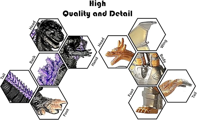 TwCare Set of 2 Legendary Shin Monster vs Mecha King Ghidorah Toy Action Figures, Movable Joints Movie Series Dinosaur Dragon Soft Vinyl, Carry Bag