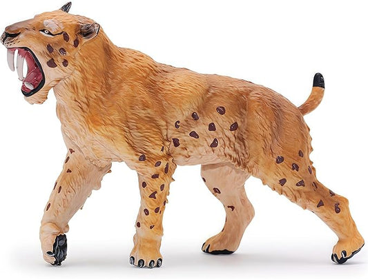 Gemini&Genius Saber-Toothed Tiger Animals Action Figure Toys for Kids (Smilodon)